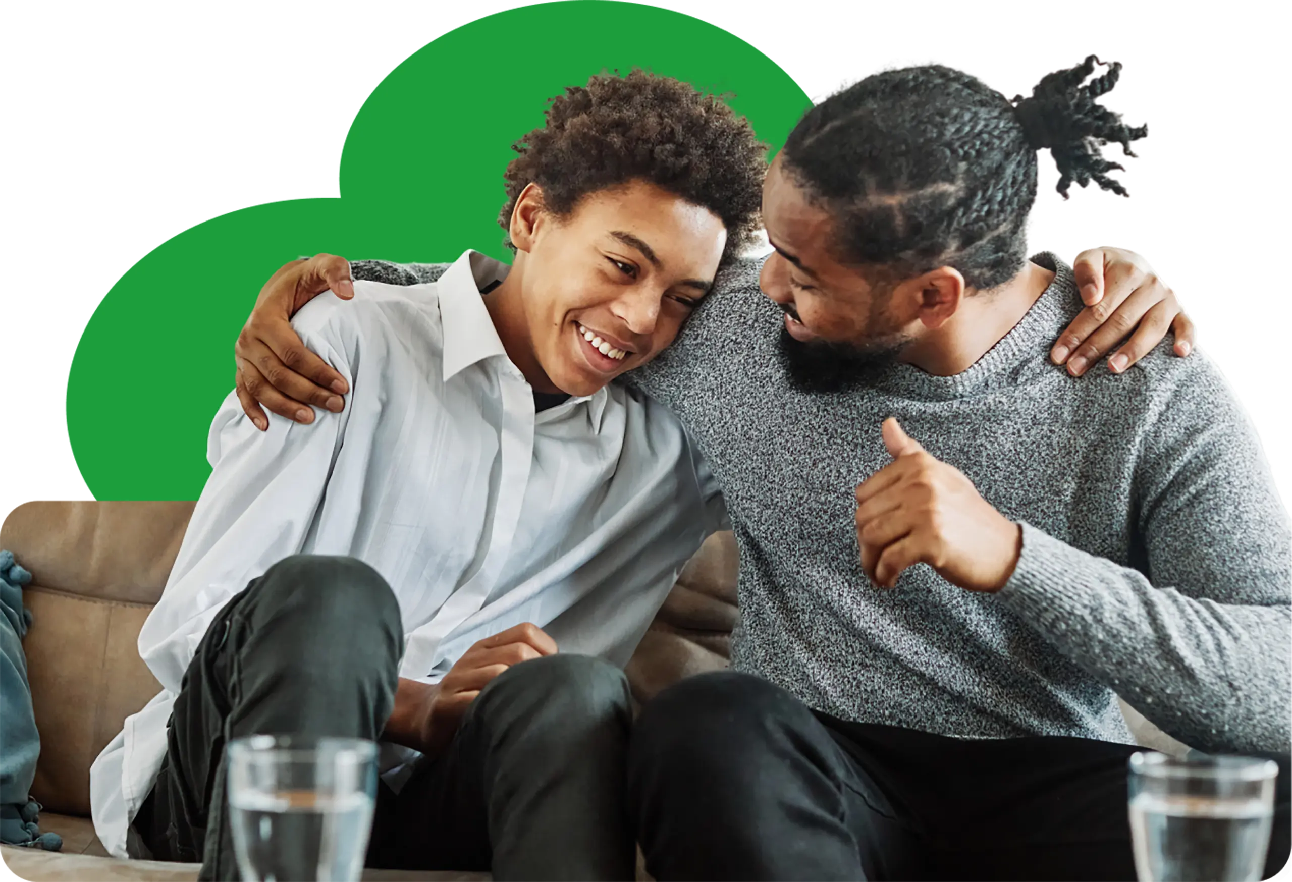 son and father hugging